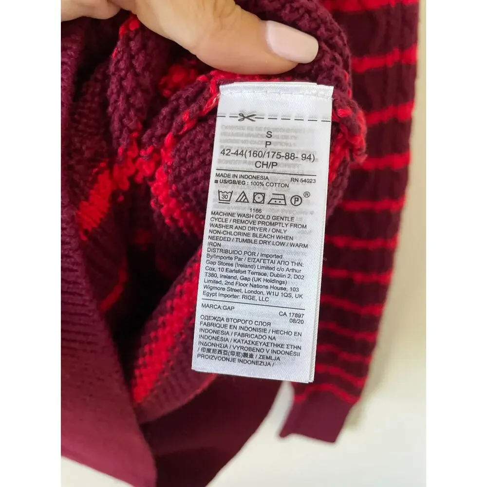 Gap Striped Pullover Cotton Heavy Sweater Red Size Small NEW with tags